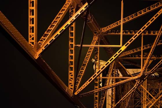 Structural steel frame under construction