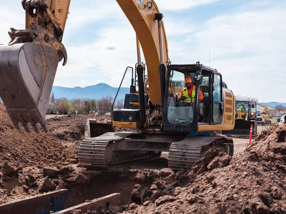 Earthmoving on a utility site