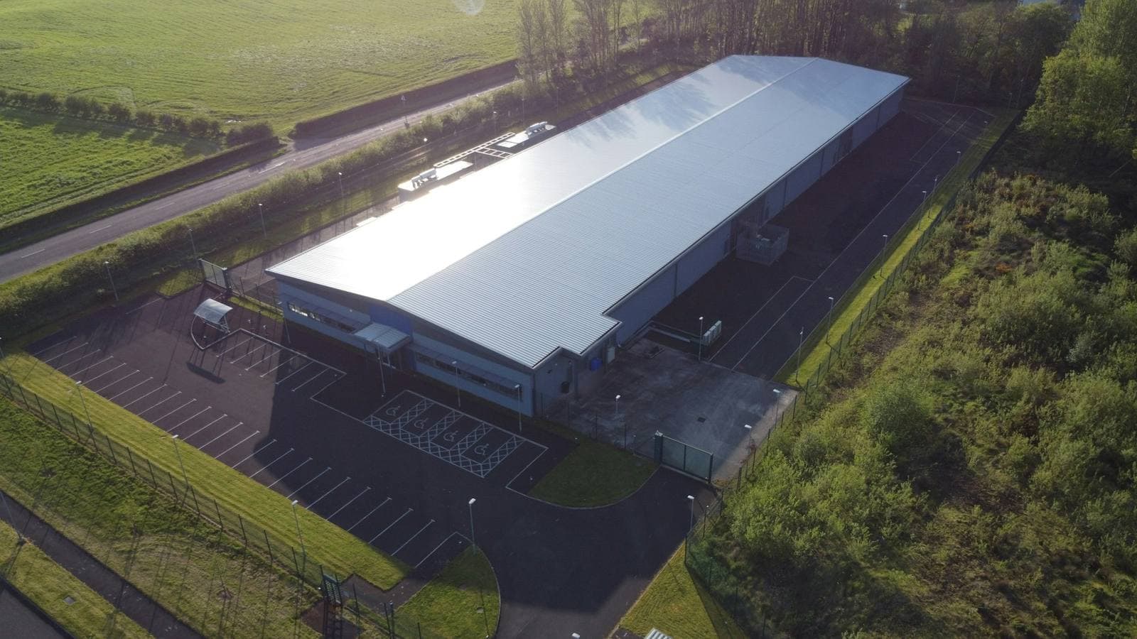 Aerial view of a data center facility